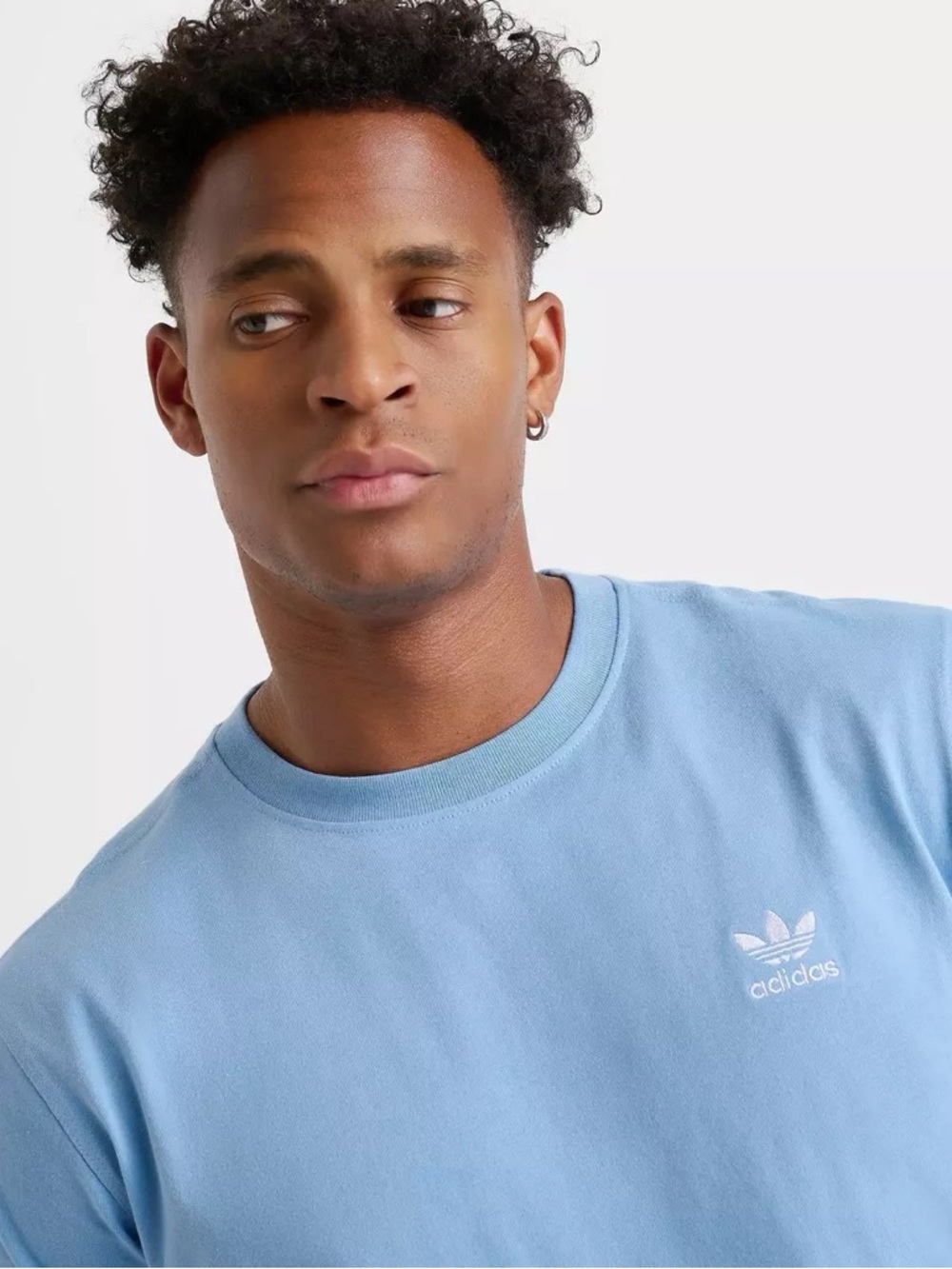 Adidas Originals Men's Medium Trefoil Tee T-Shirt - Ash Blue 100% COTTON - Picture 5 of 5